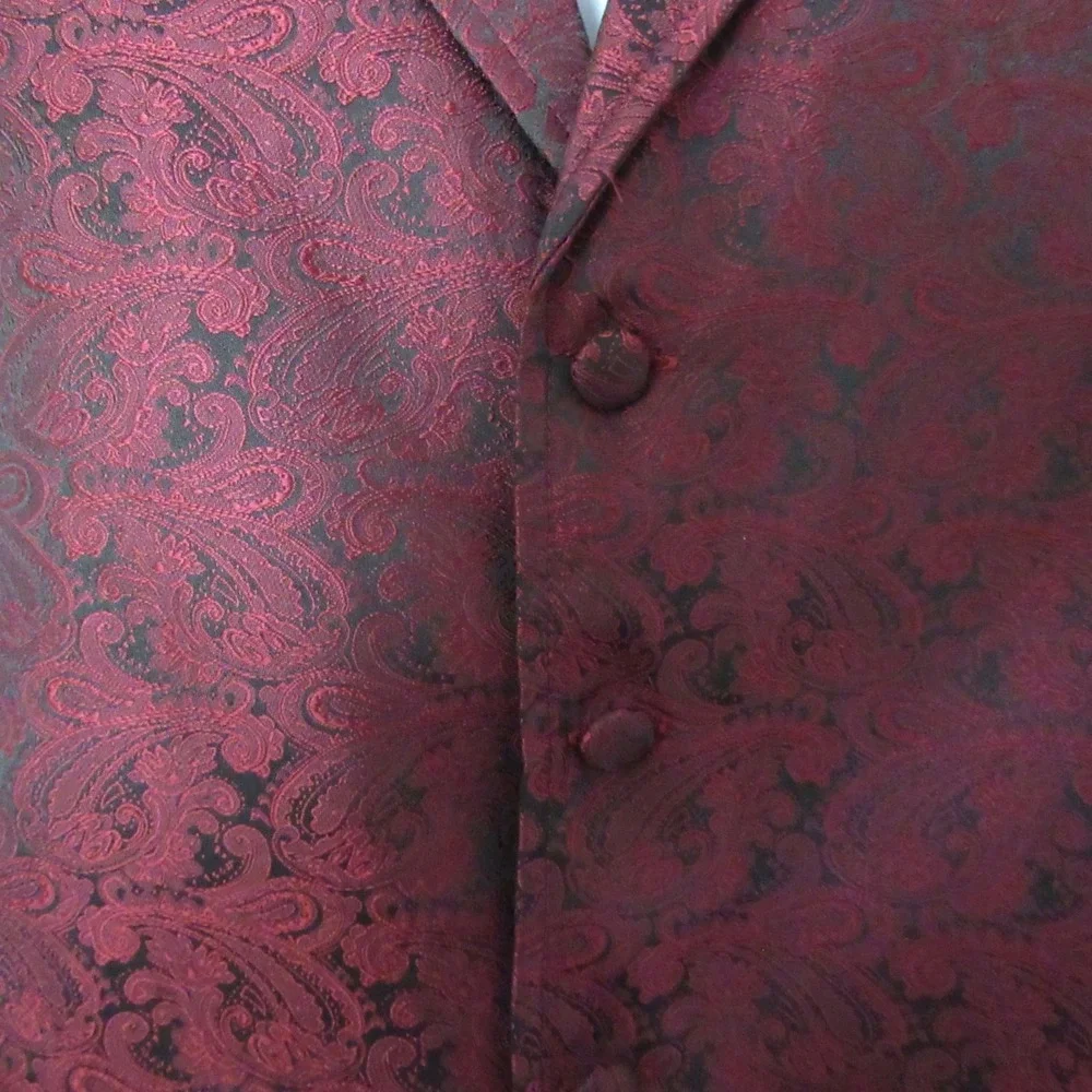 Scully Vest XL X Large Red Black Paisley Western Cowboy Frontier‎